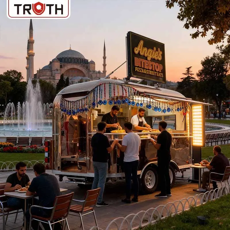 Standardele americane Camion cu alimente Cuptor pentru pizza Coș cu alimente